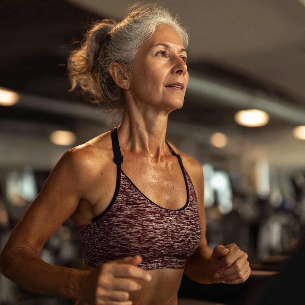 52 years old woman at cardio training
